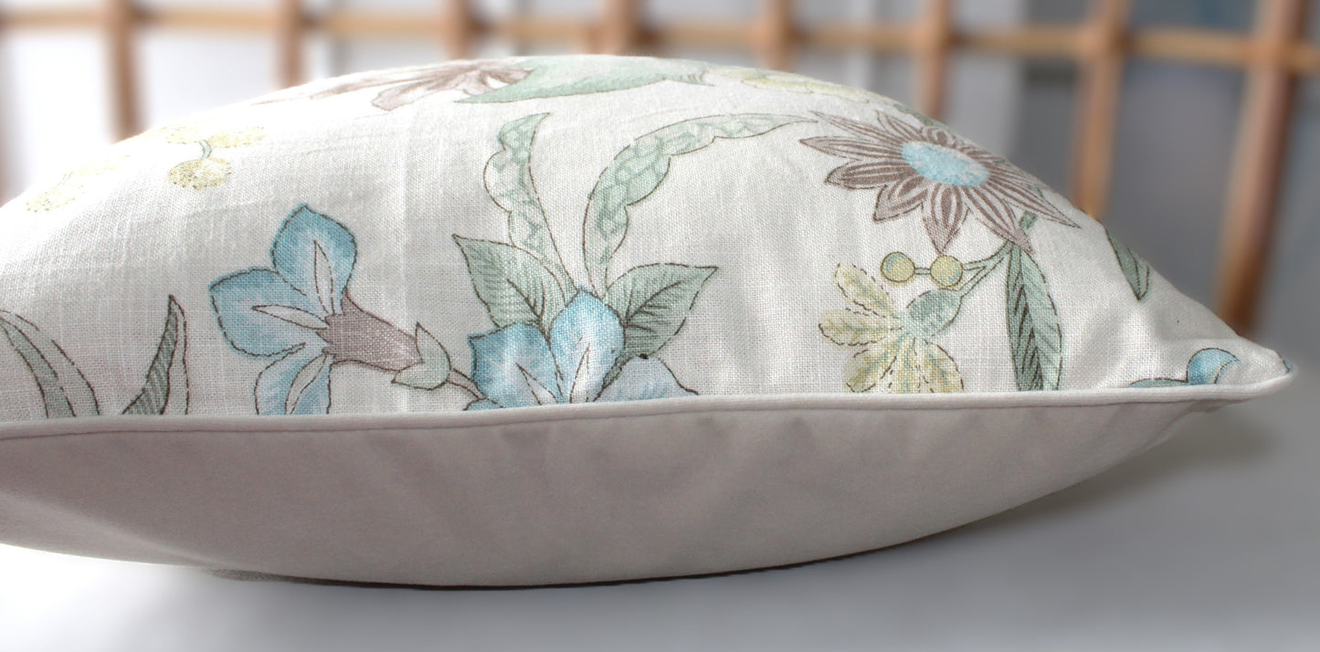 Jacobean Floral Linen Fabric