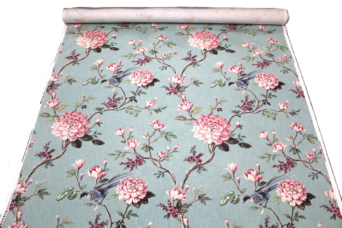 Blue and dusty pink Joybird by Covington