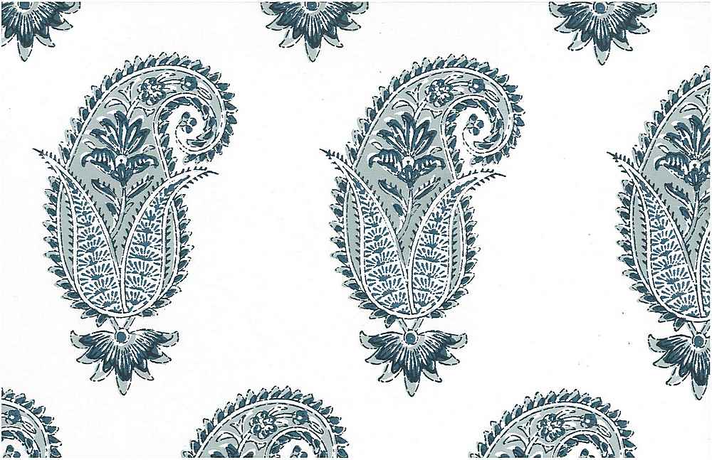 ANTIQUE PAISLEY PRINT - WEDGEWOOD/WHITE Remnant Sale