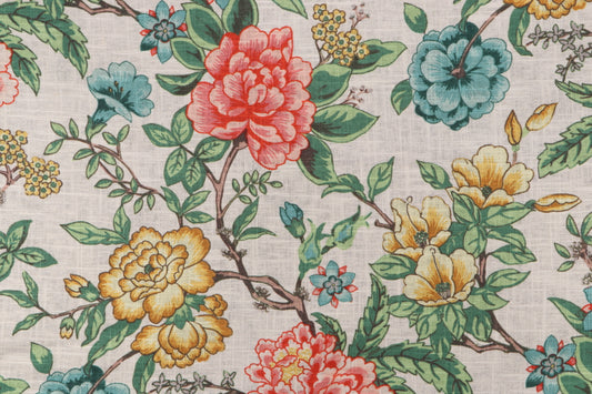 Garden Orange and yellow Floral fabric in Spring colors