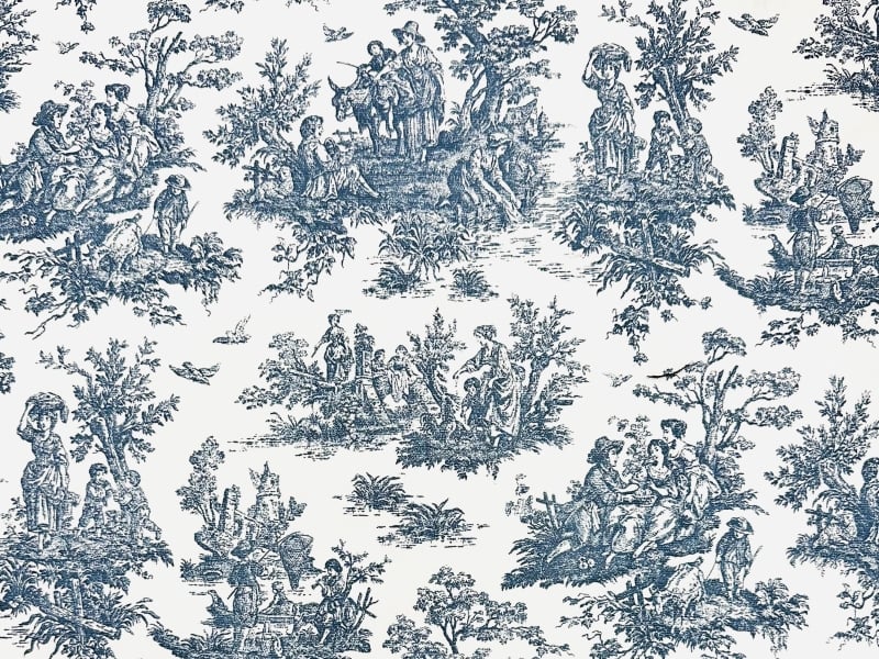 Toile de Jouy Cotton Canvas in Blue