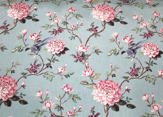 Blue and dusty pink Joybird Upholstery Fabric