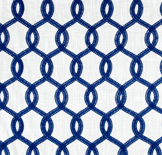 Embroidered Navy & White Fabric