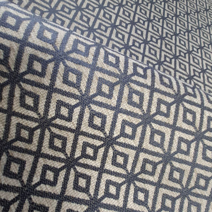 Navy Geometric Upholstery Fabric Remnant