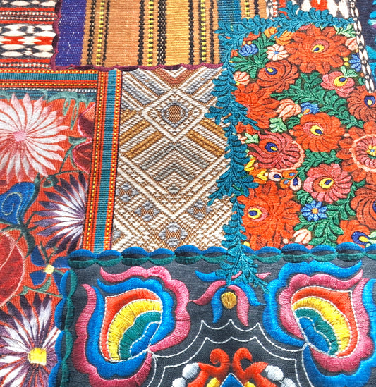 Patchwork style upholstery fabric