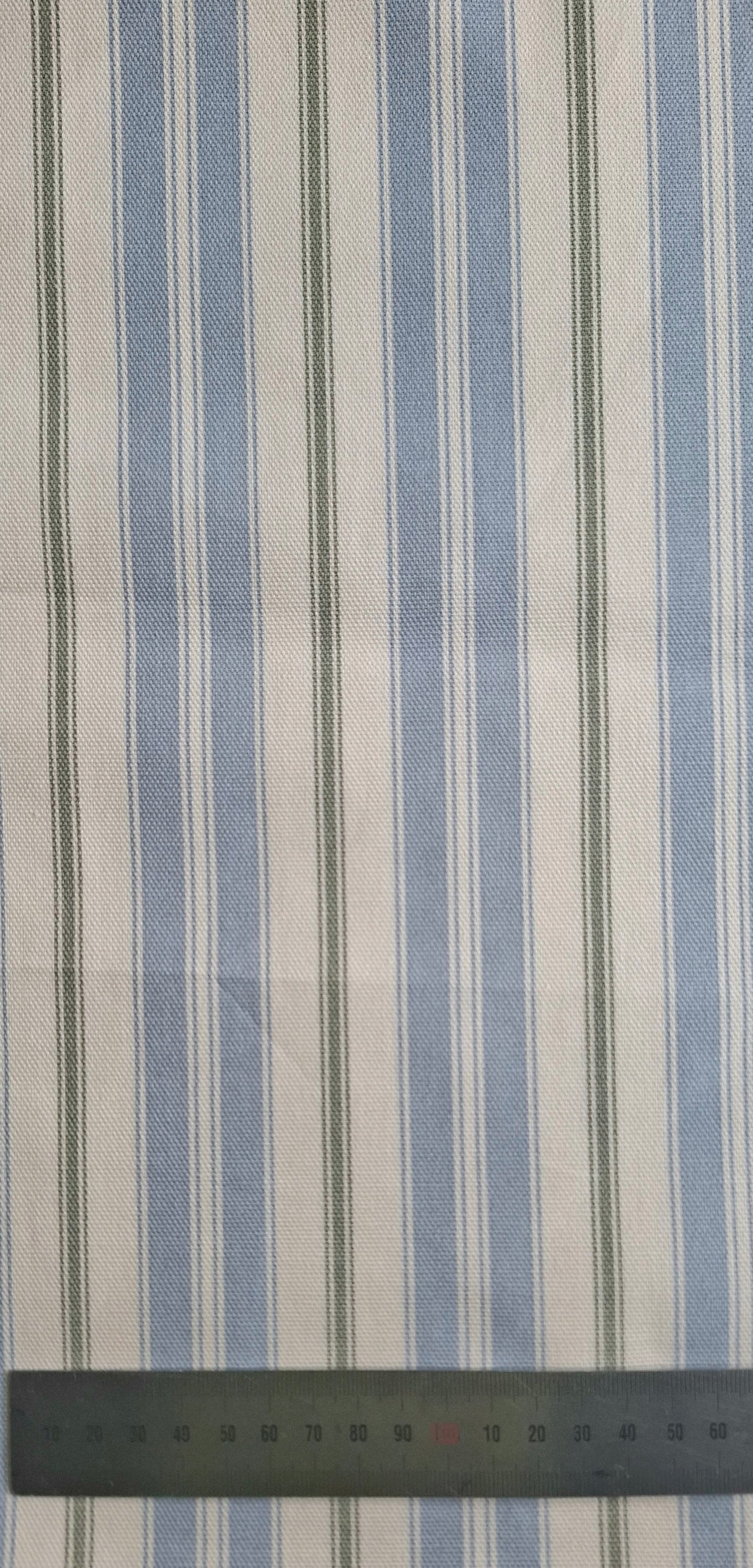 Pistachio Baby blue stripe cotton fabric