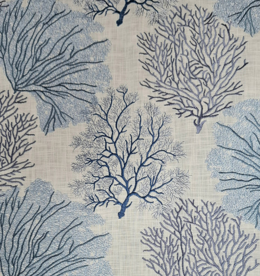 Coral embroidered sheer fabric by P Kaufmann